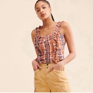 Anthropologie woman’s Verb plaid corset crop top 🌼🌺